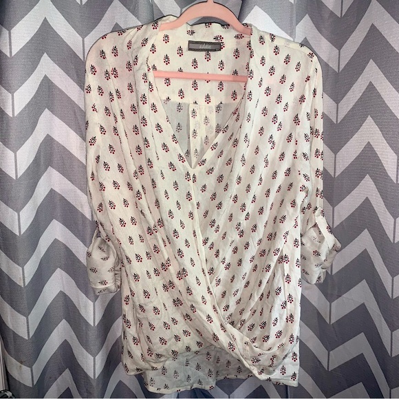 addie effortless boho crossover blouse with roll up & button sleeves - Picture 1 of 7